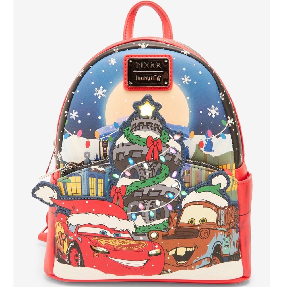 Loungefly Pixar Cars Holiday Light Up Mini Backpack NWT